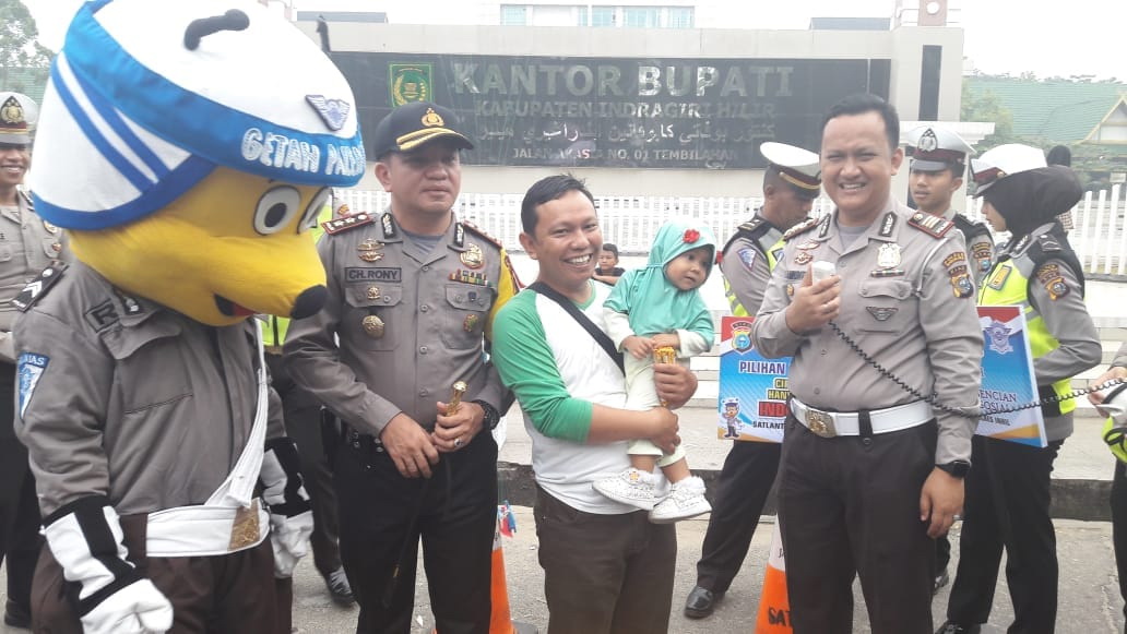 Sat Lantar Polres Inhil Lakukan Kampanye Pemilu Damai dan Keselamatan Berlalu Lintas
